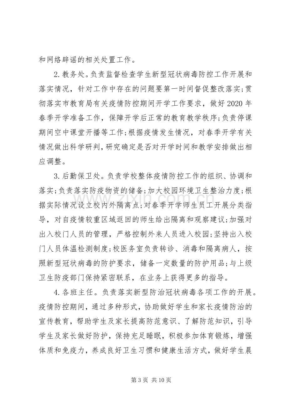 学校防控新型冠状病毒肺炎疫情应急预案.docx_第3页