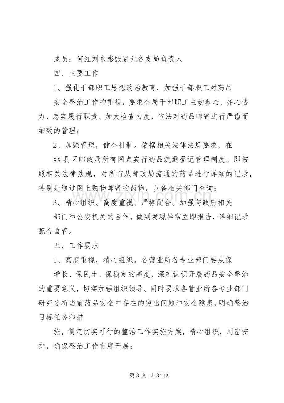 XX县区邮政局药品安全专项整治工作实施方案[范文模版].docx_第3页