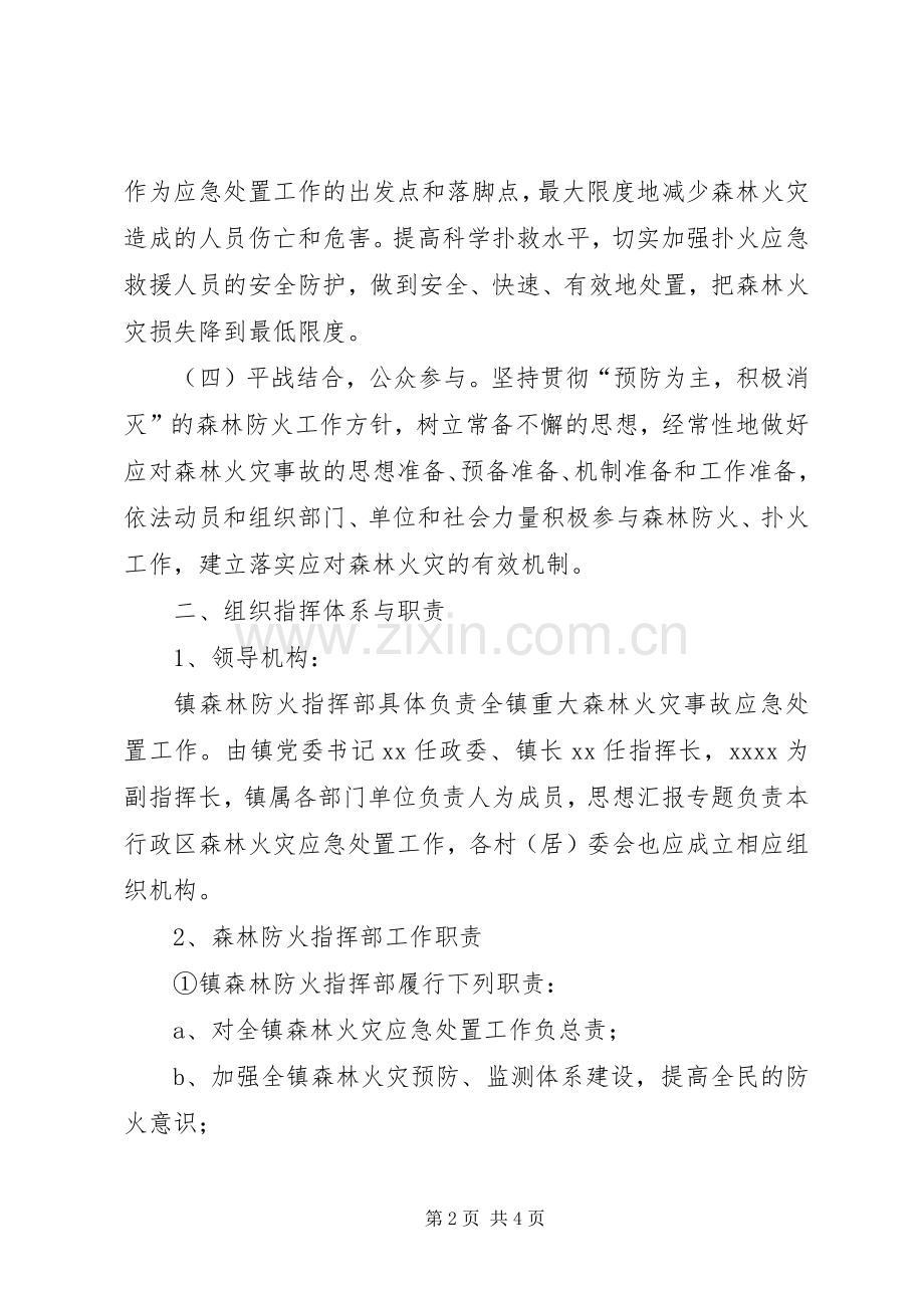 乡镇政府XX年重大森林火灾事故应急处置预案.docx_第2页