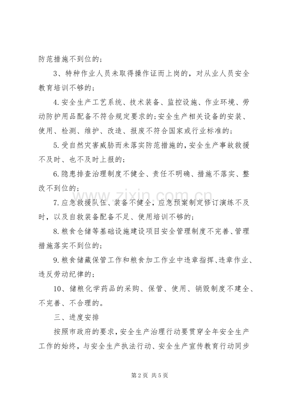 粮食局安全生产治理行动实施方案.docx_第2页