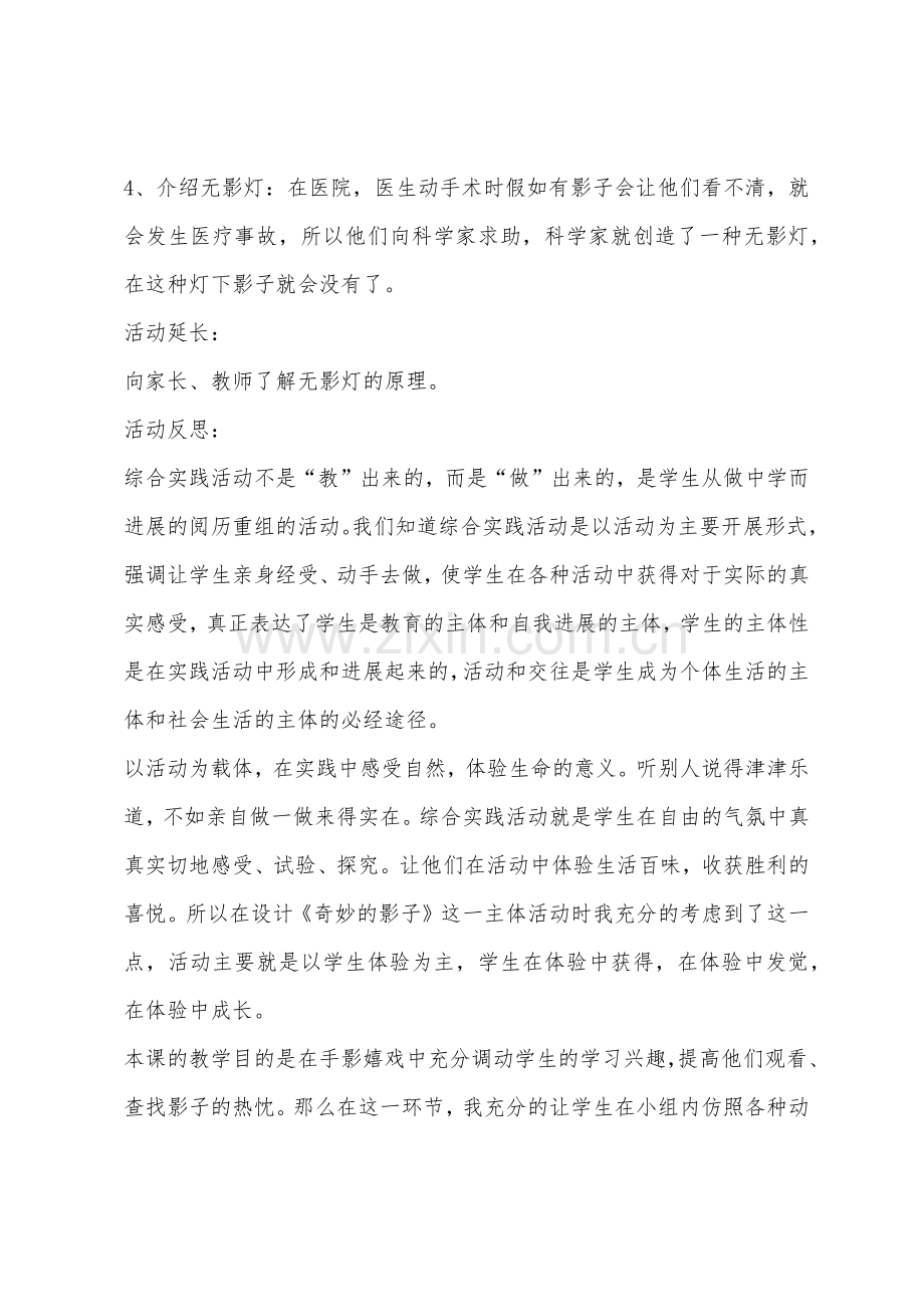 大班科学活动神奇的影子教案反思.docx_第3页