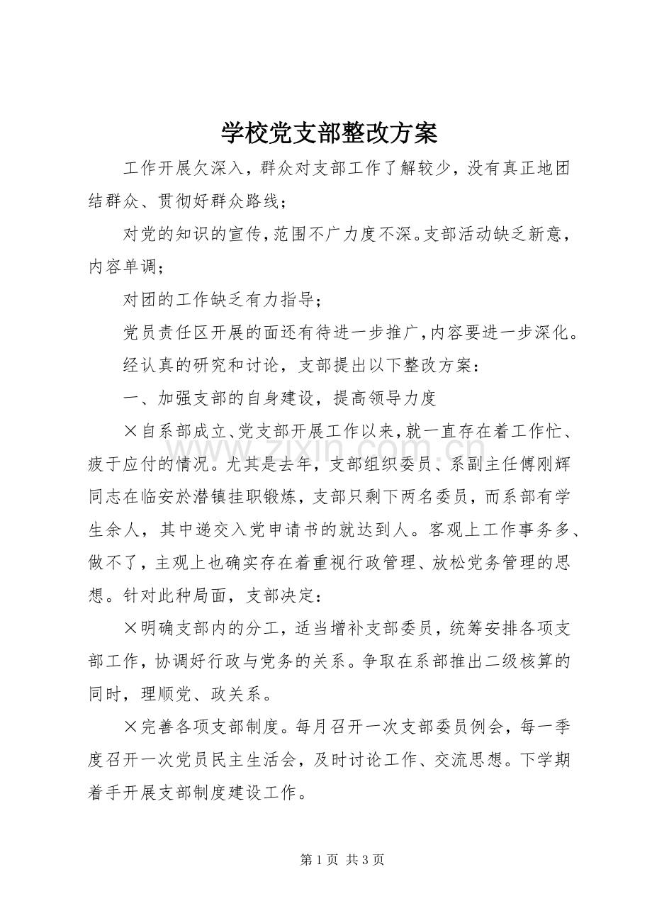 学校党支部整改实施方案.docx_第1页