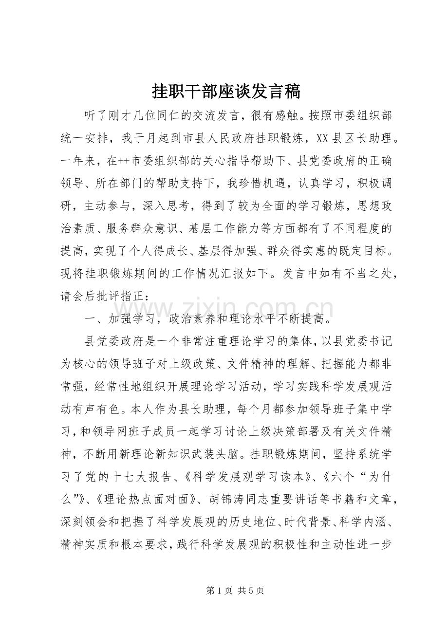 挂职干部座谈发言稿.docx_第1页