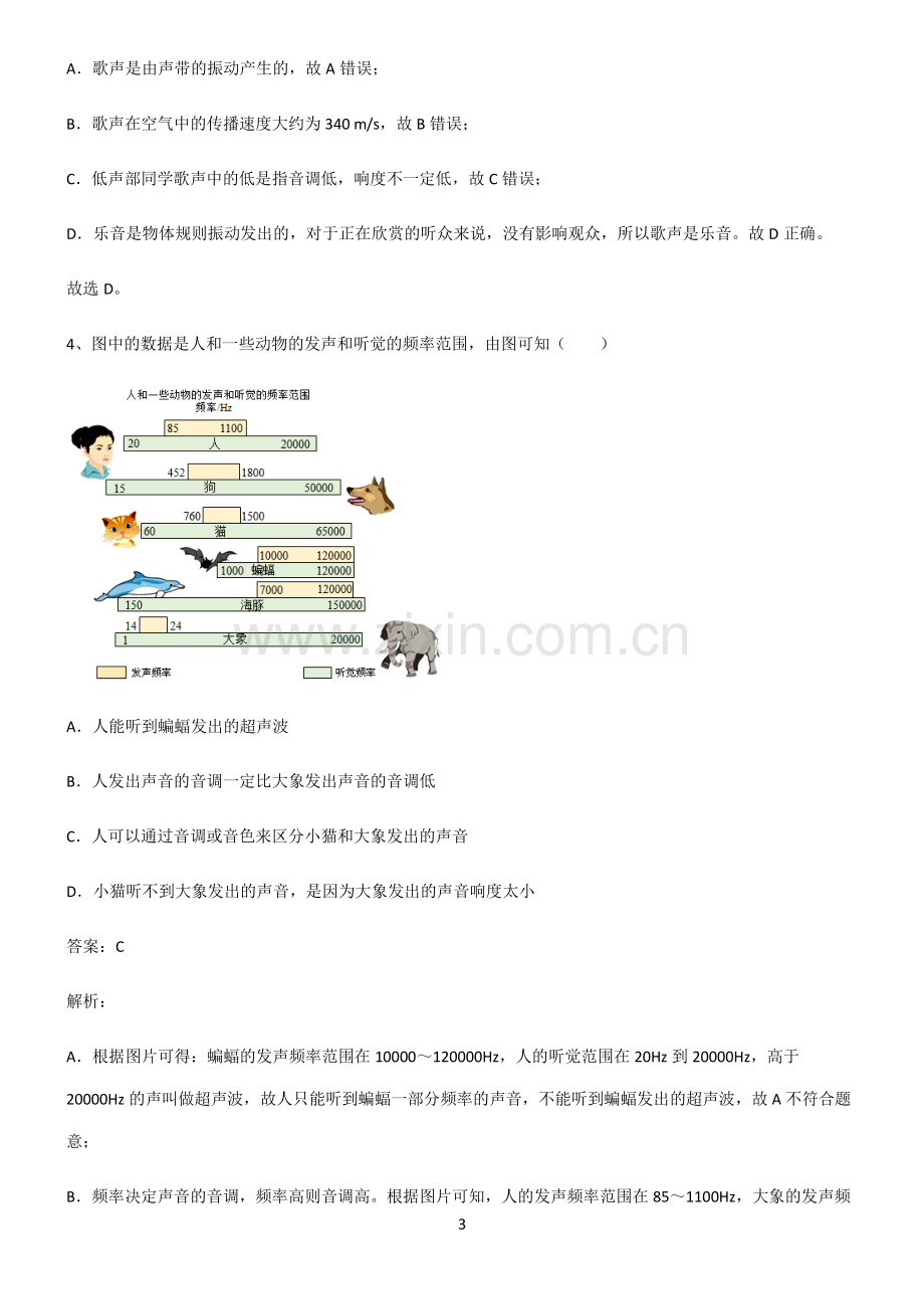 人教版初中物理声的利用与控制经典知识题库.pdf_第3页