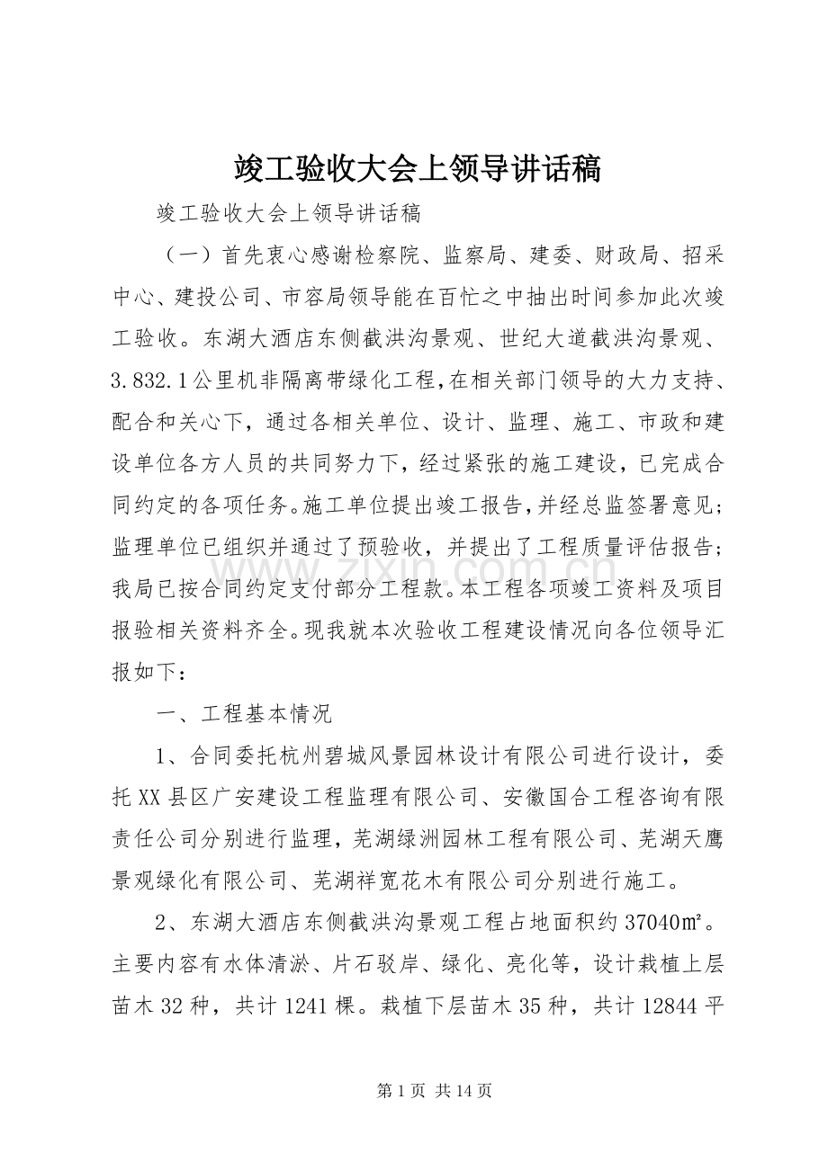 竣工验收大会上领导讲话稿.docx_第1页