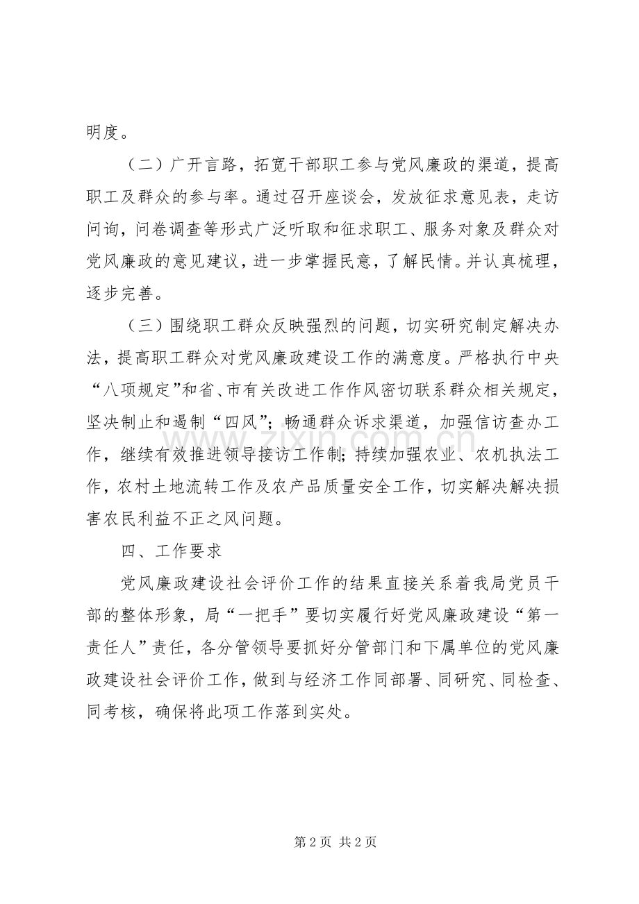 XX年党风廉政与社会评价工作实施方案.docx_第2页