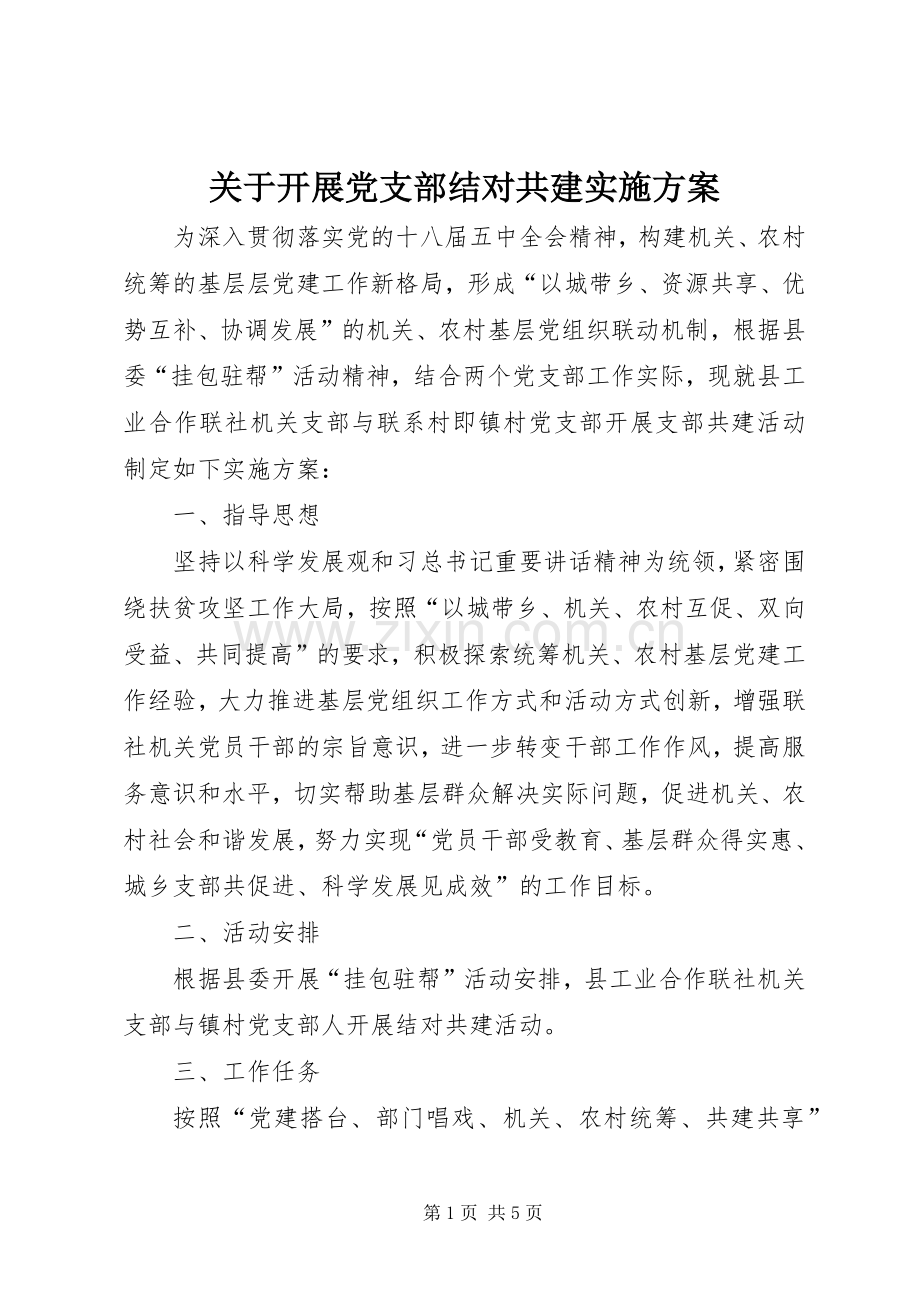 关于开展党支部结对共建方案.docx_第1页