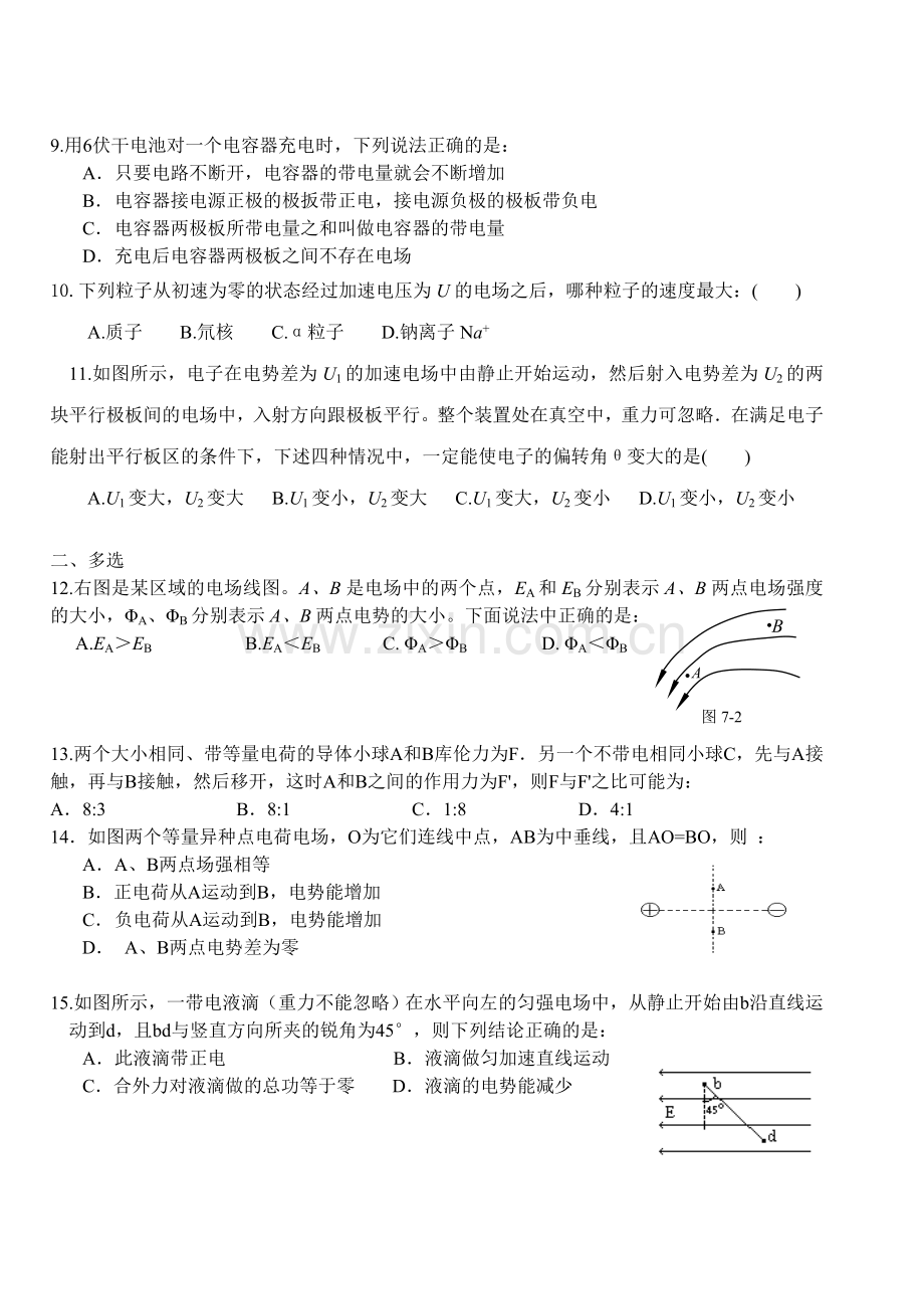 考试使用高二电场单元练习.doc_第2页