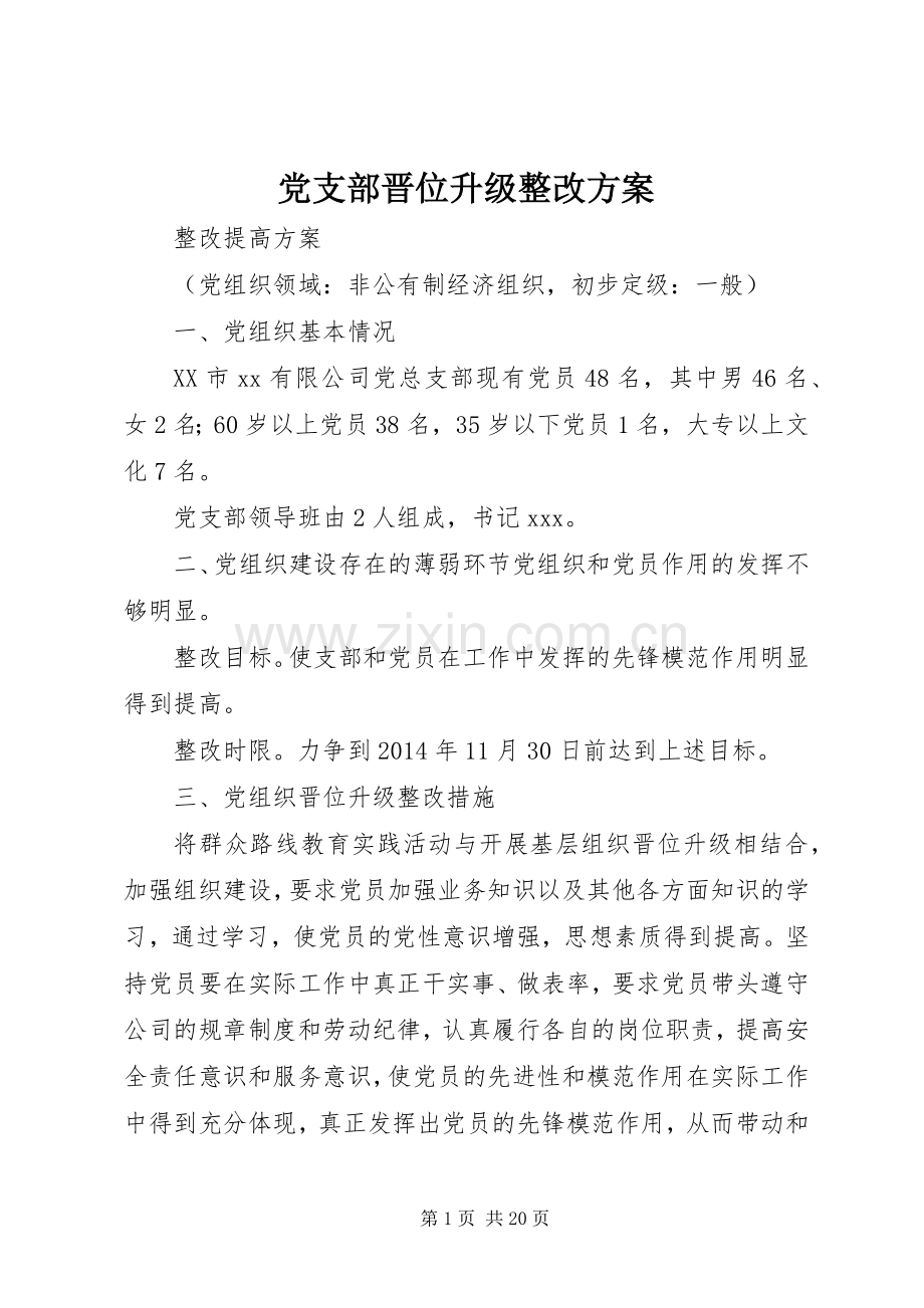 党支部晋位升级整改实施方案.docx_第1页