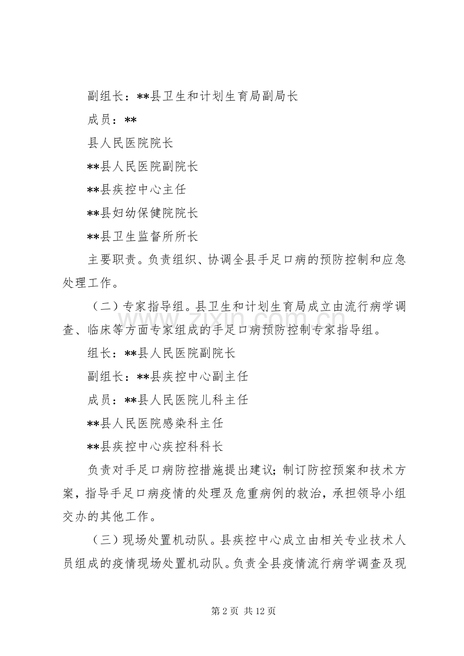 县XX年手足口病防控工作实施方案.docx_第2页