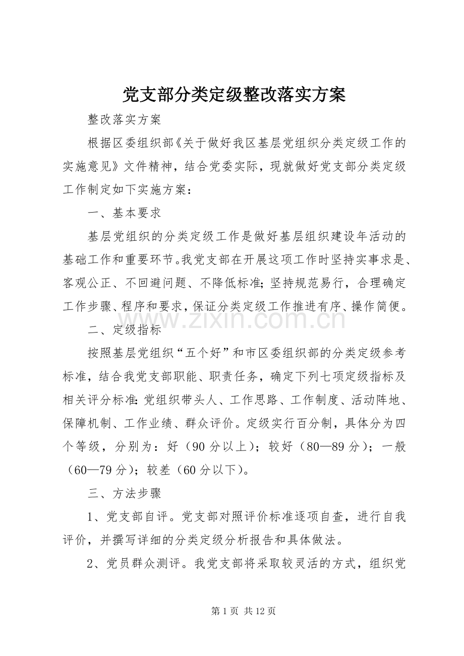 党支部分类定级整改落实实施方案.docx_第1页