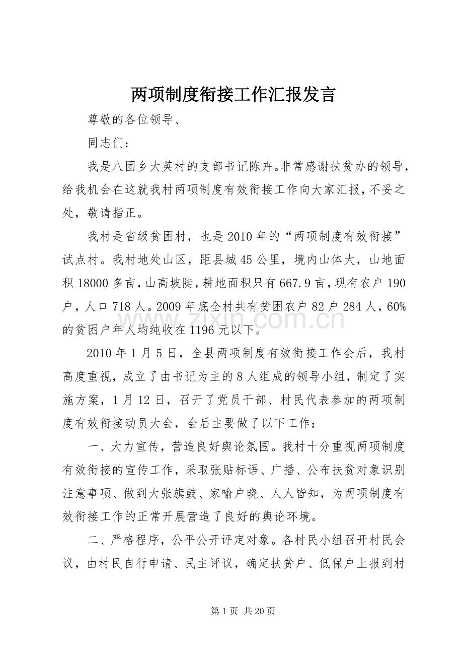 两项制度衔接工作汇报发言稿.docx_第1页