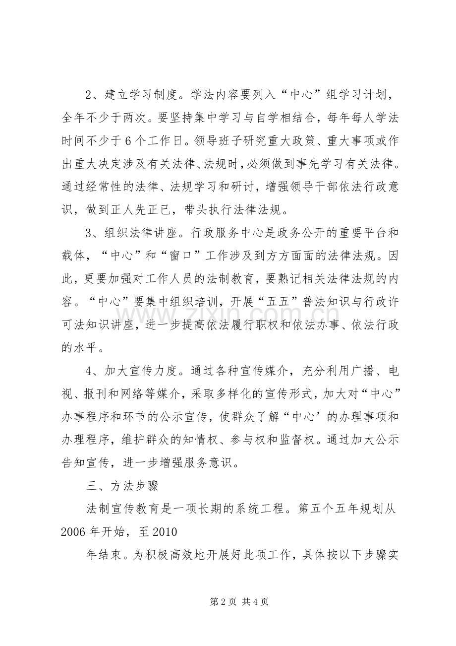 市行政服务中心五五普法教育方案.docx_第2页