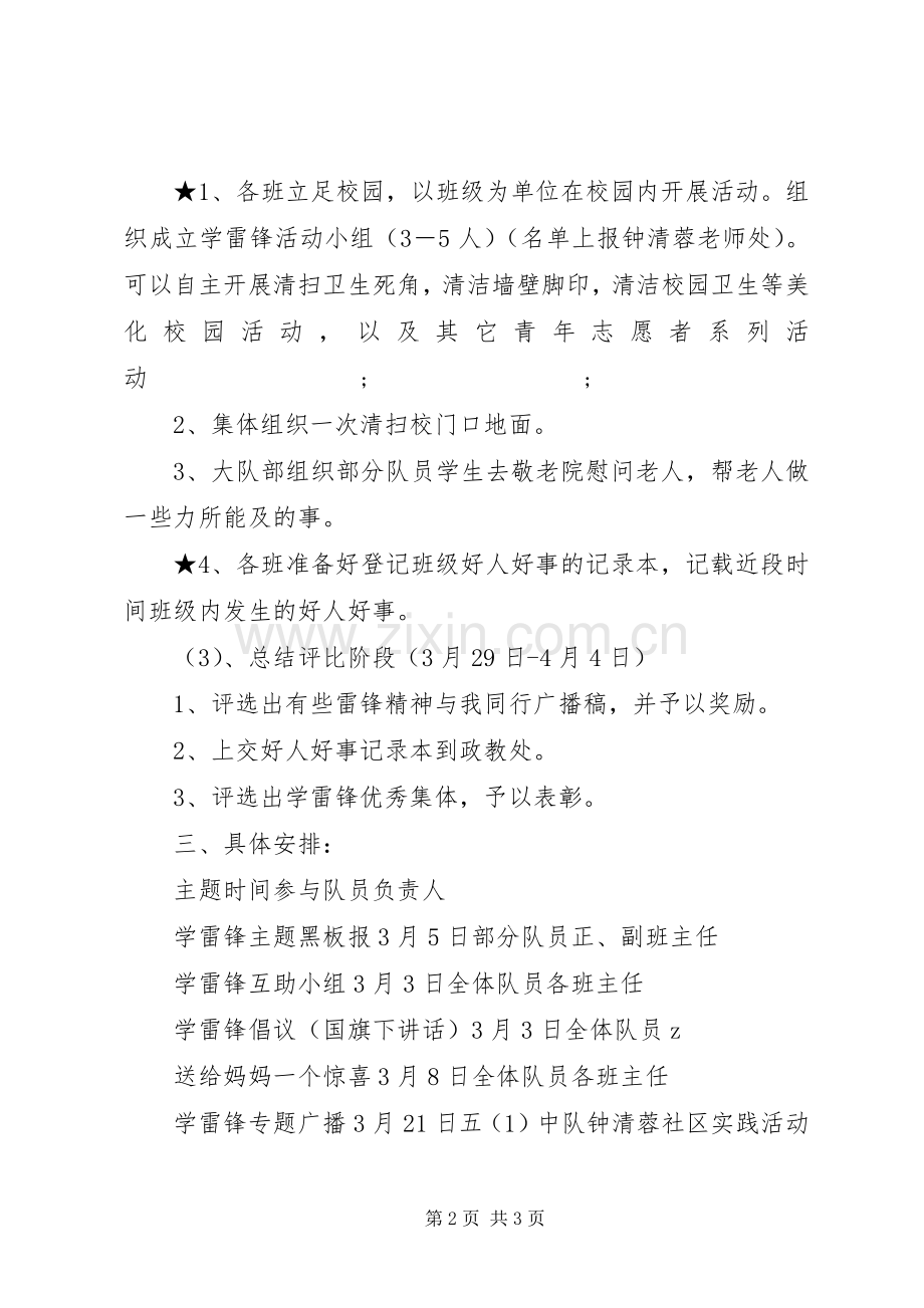 屯东小学三月学雷锋活动实施方案.docx_第2页