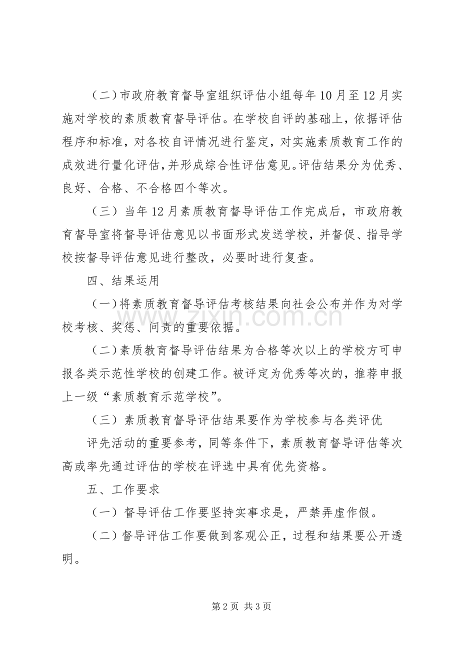 学校素质教育督导评估相关工作的方案.docx_第2页