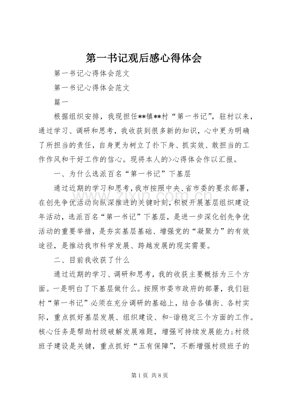 第一书记观后感心得体会(2).docx_第1页