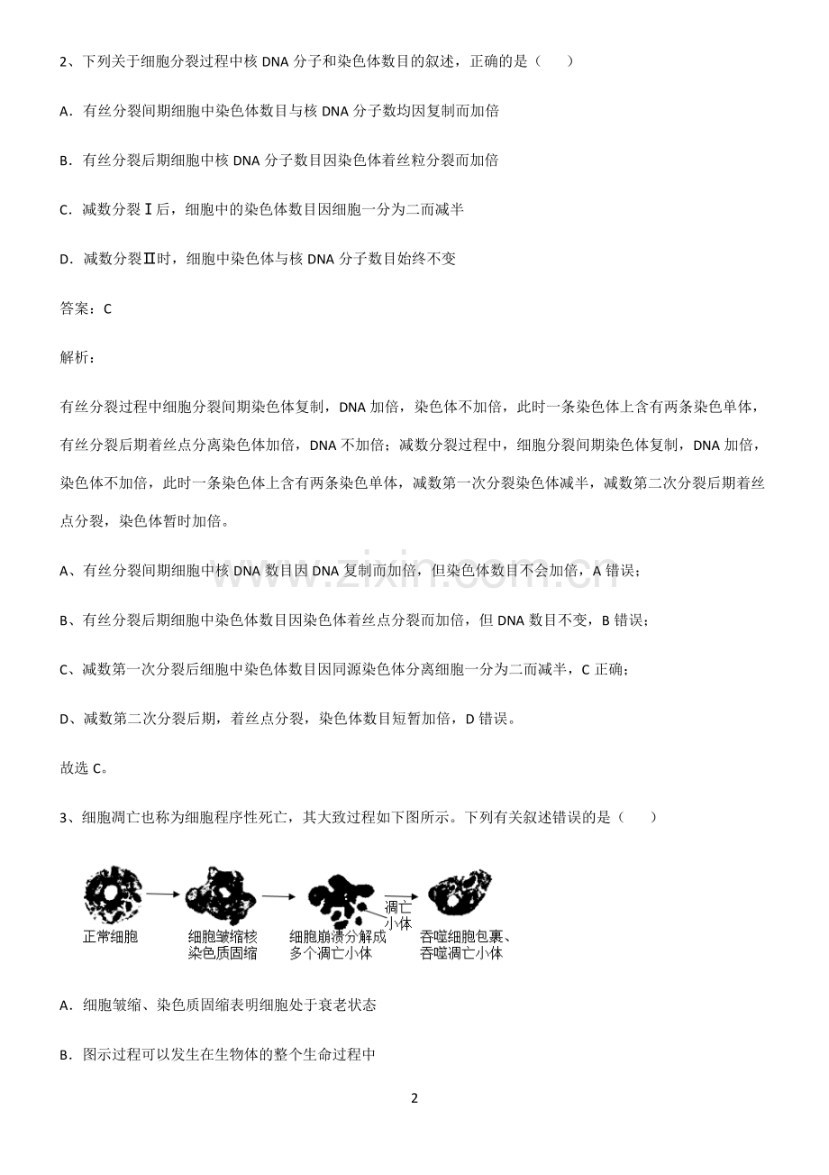 通用版高中生物必修一细胞的生命历程解题方法技巧.pdf_第2页