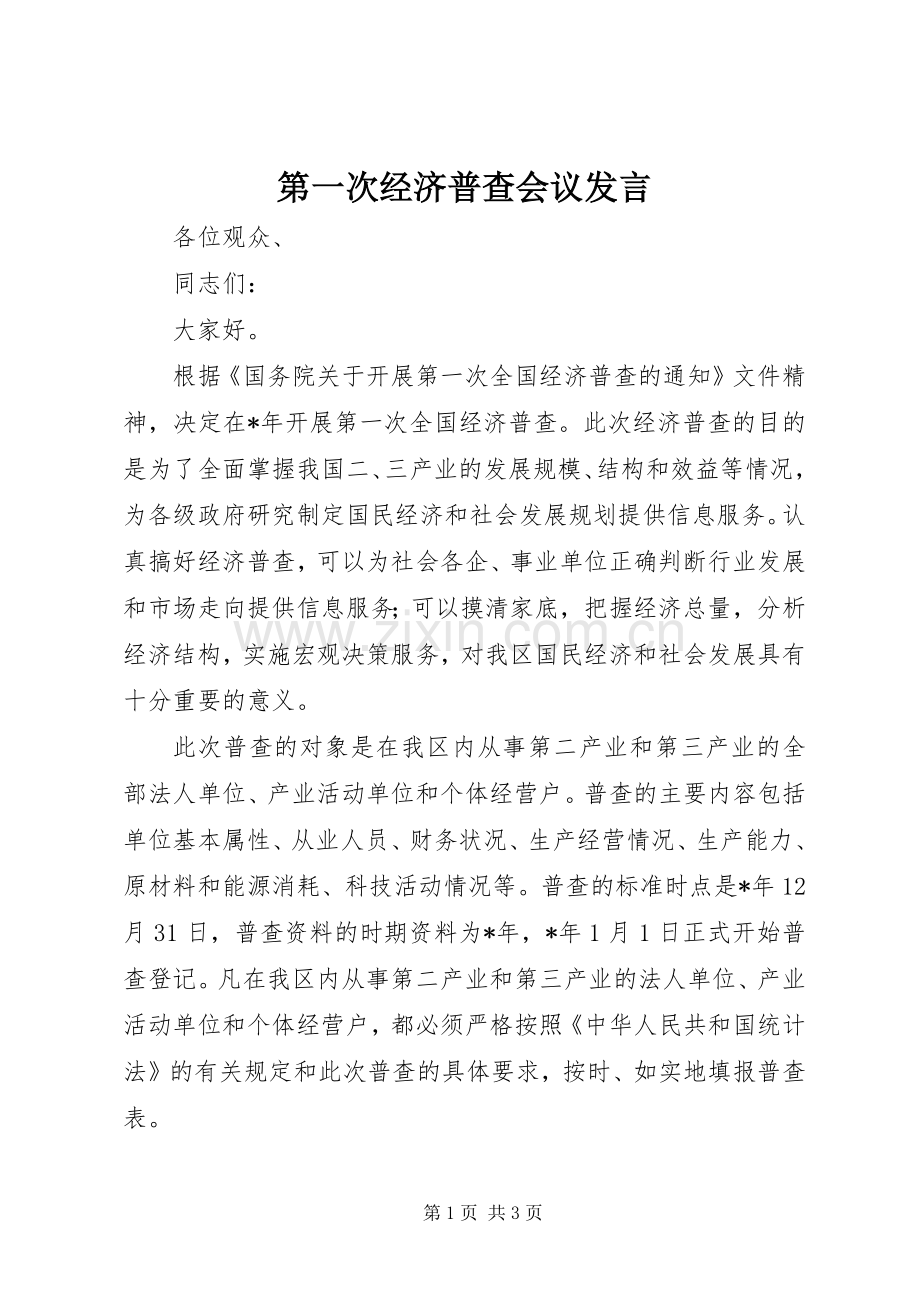 第一次经济普查会议发言稿.docx_第1页