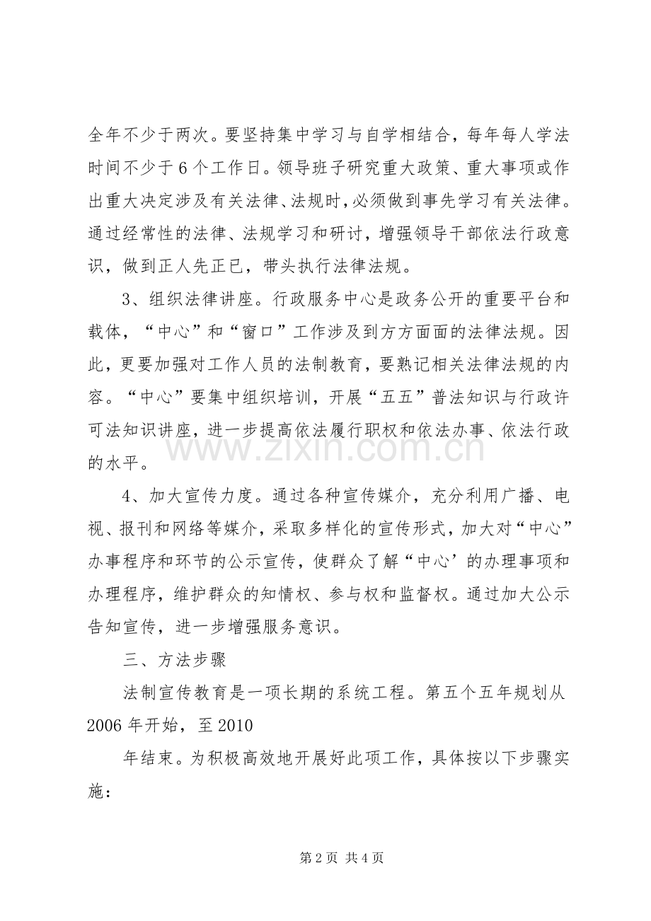 市行政服务中心五五普法教育方案 .docx_第2页