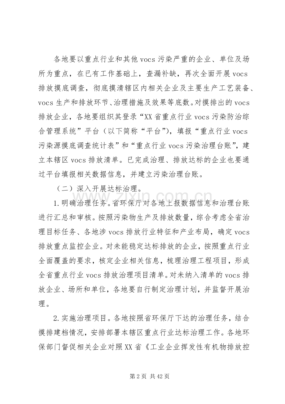 XX省重点行业挥发性有机物达标治理工作实施方案.docx_第2页