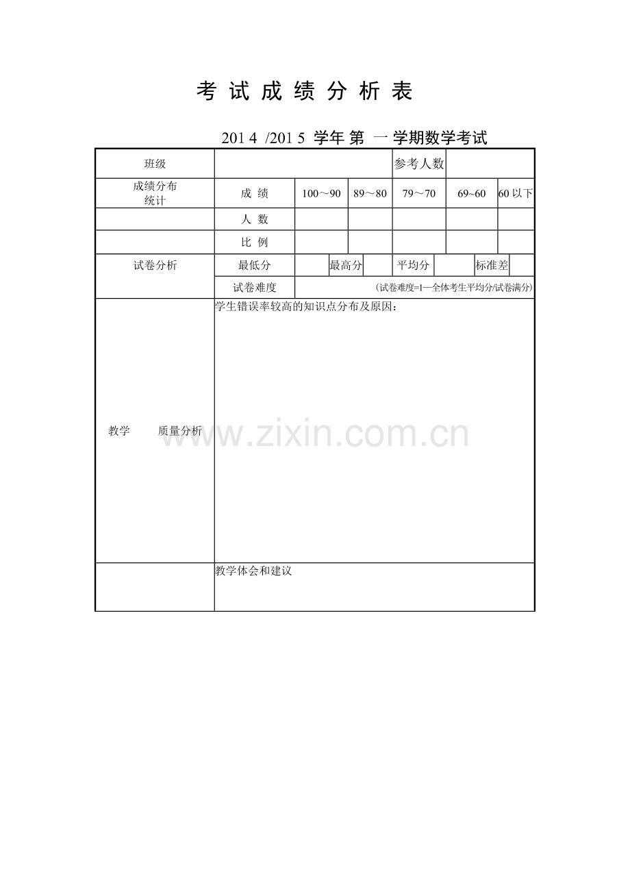 考试成绩分析表-(2).doc_第1页