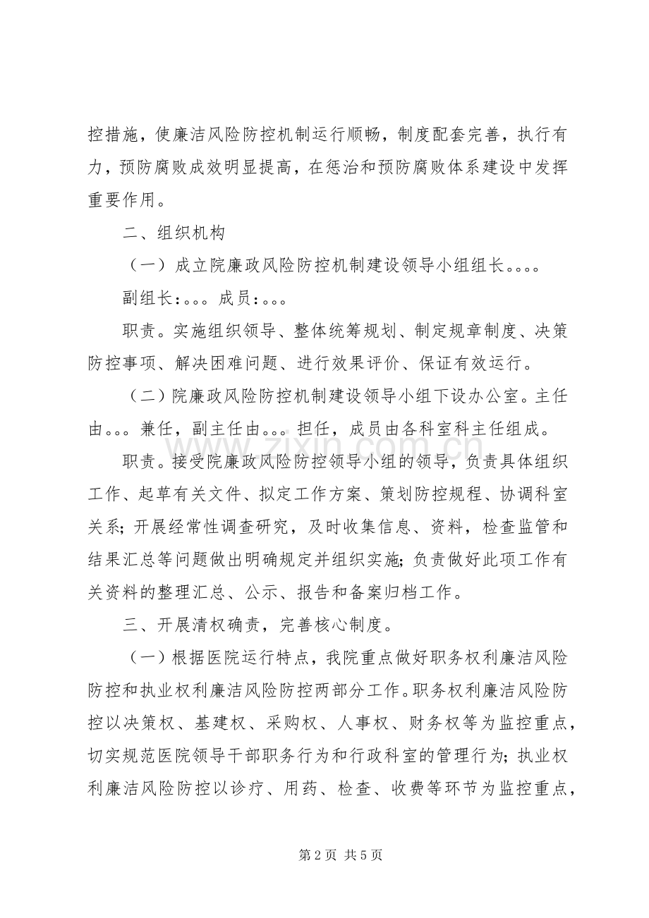 XX年医院廉政风险防控工作方案.docx_第2页