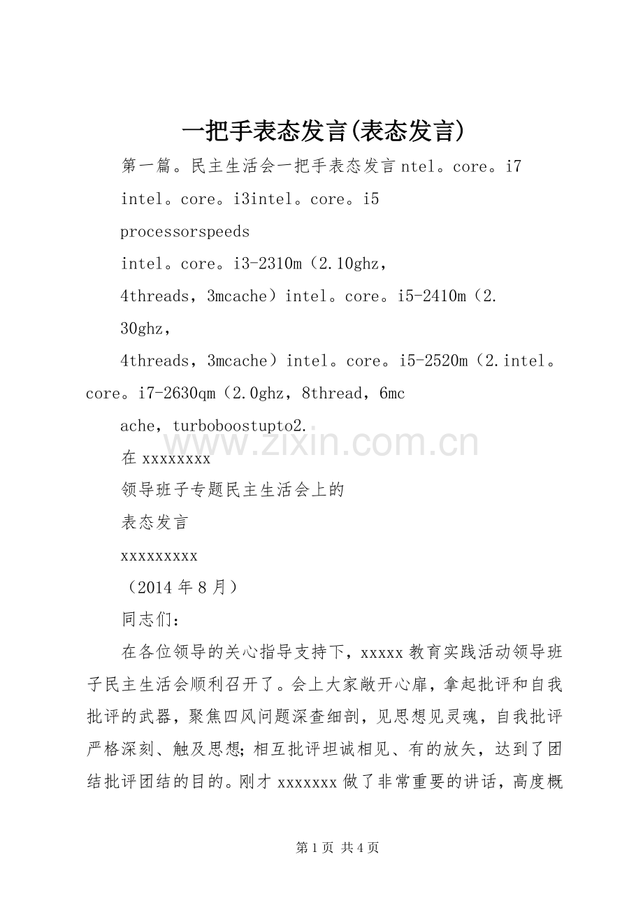 一把手表态发言稿(表态发言稿).docx_第1页