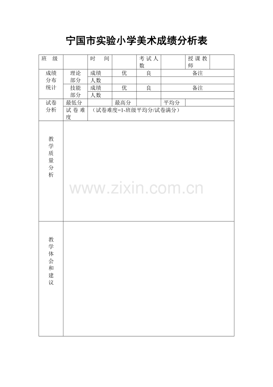 学生美术成绩分析表.doc_第1页