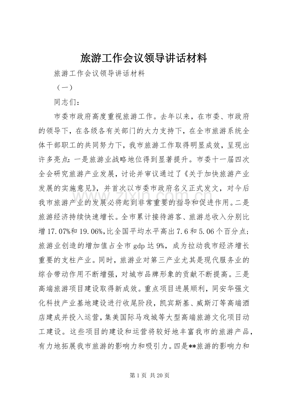 旅游工作会议领导讲话材料.docx_第1页