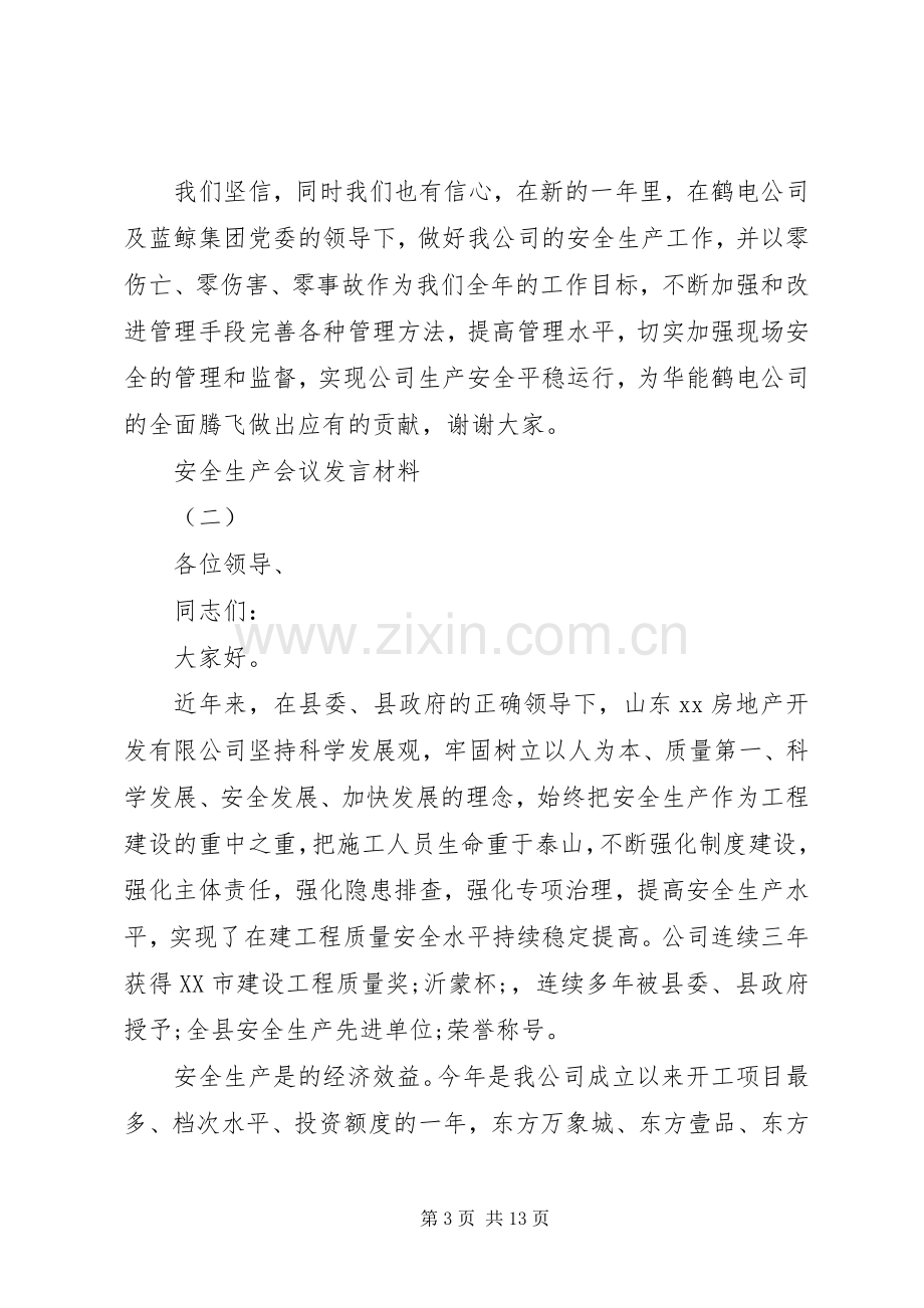 安全生产会议发言材料提纲示例范文.docx_第3页