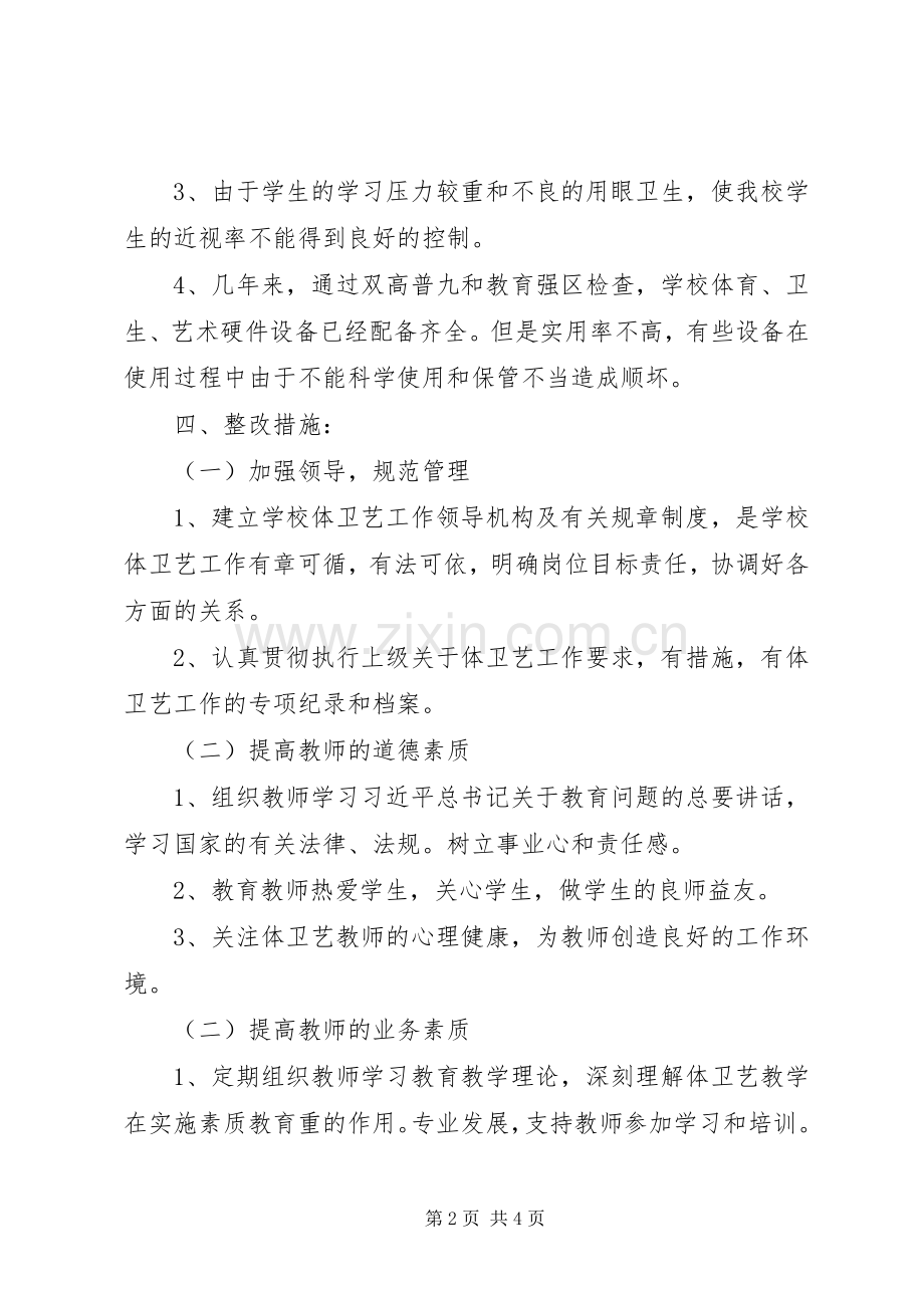 学校体卫艺工作整改实施方案 .docx_第2页