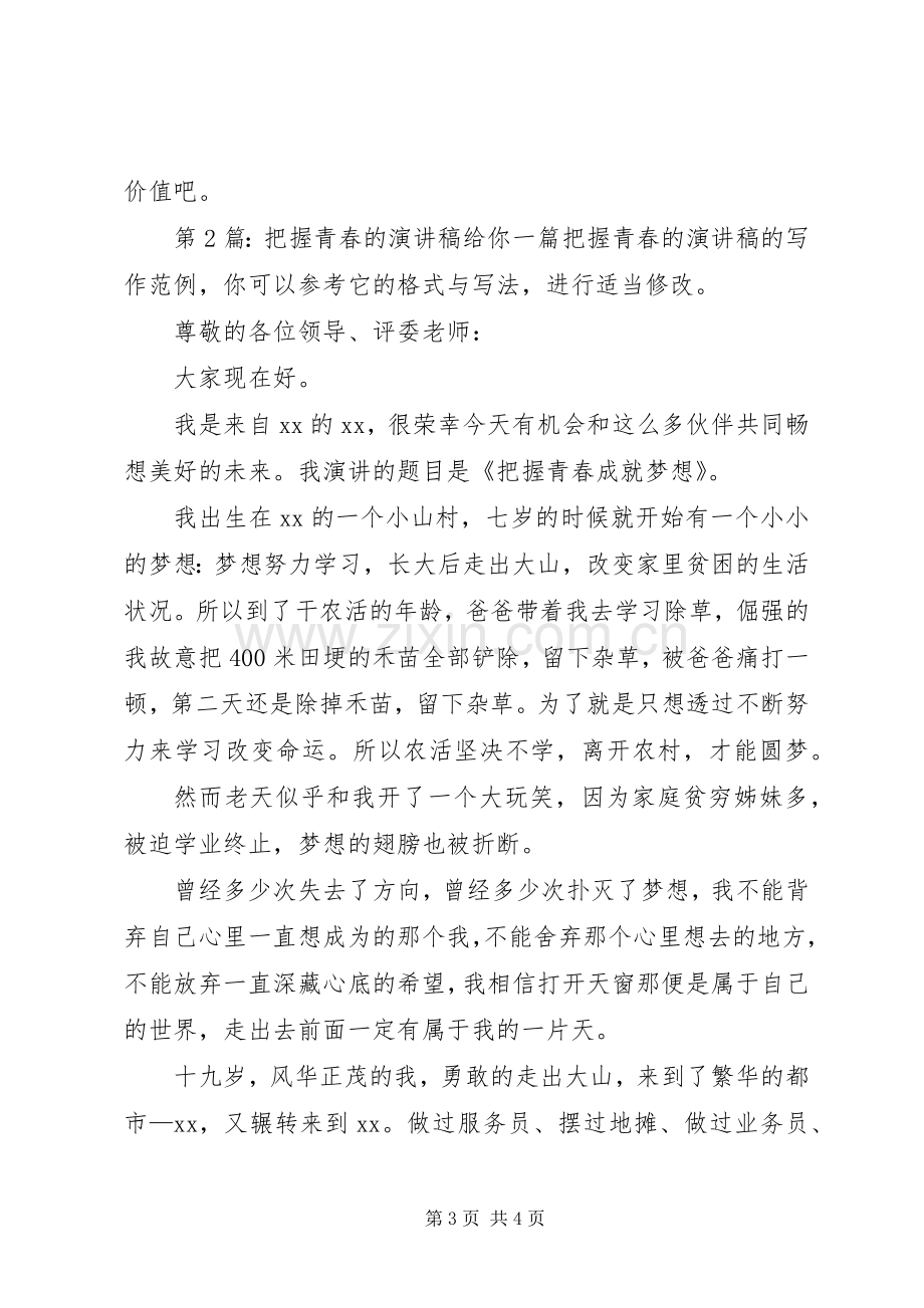 把握青春的演讲稿（共5篇）.docx_第3页