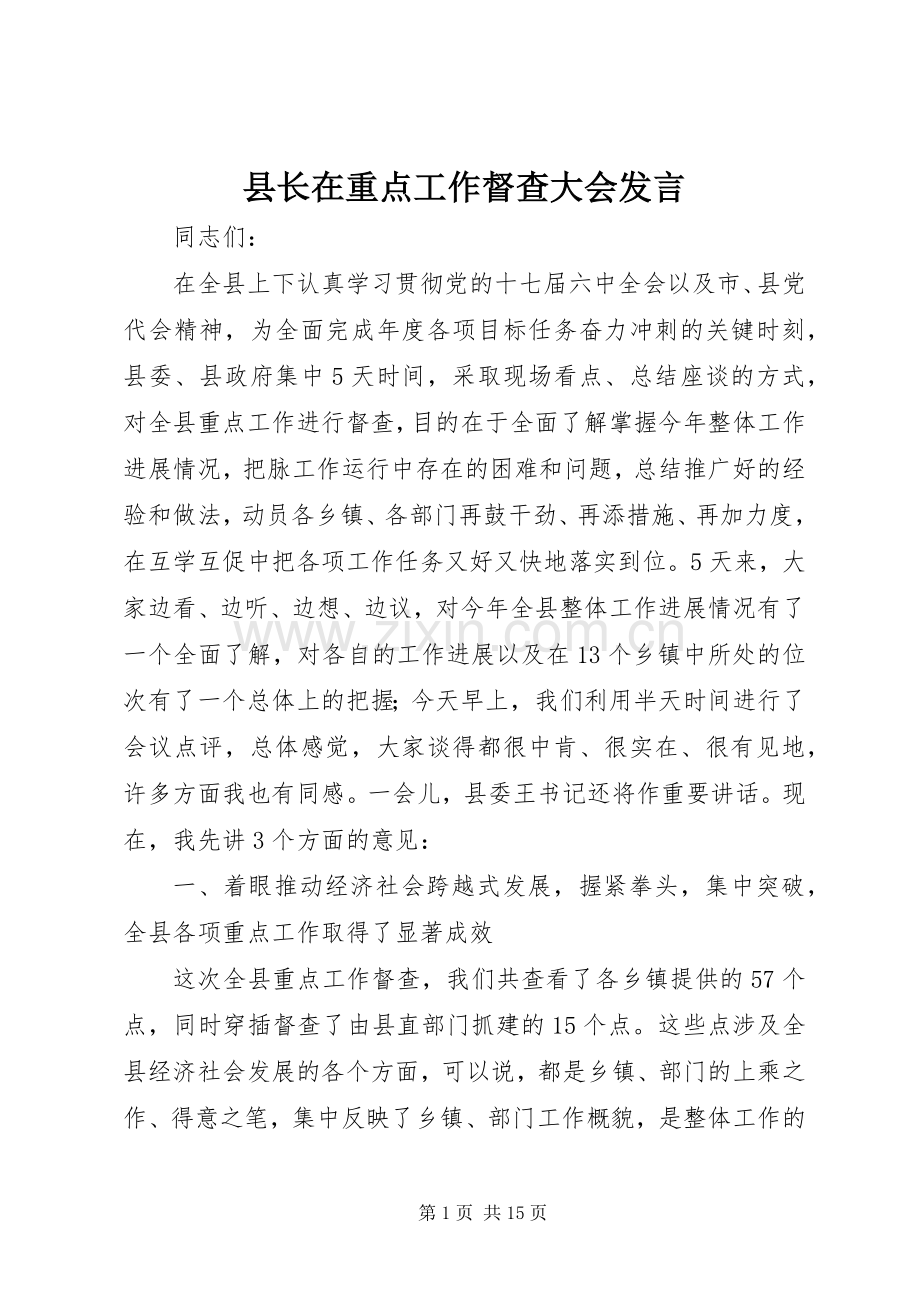 县长在重点工作督查大会发言稿.docx_第1页