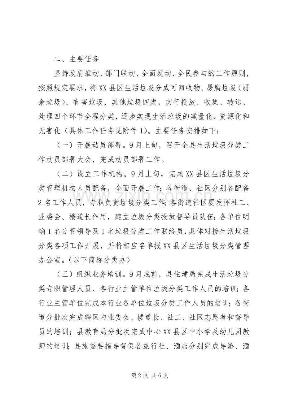 关于XX年XX县区生活垃圾分类处理工作方案.docx_第2页