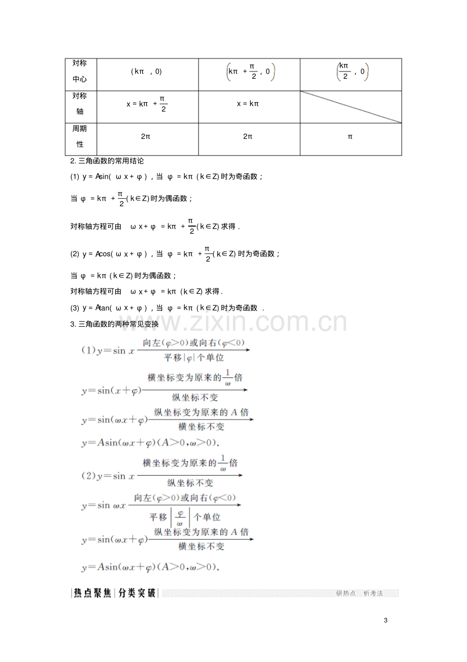 2019高考数学二轮复习专题一三角函数与平面向量第1讲三角函数的图象与性质学案.pdf_第3页