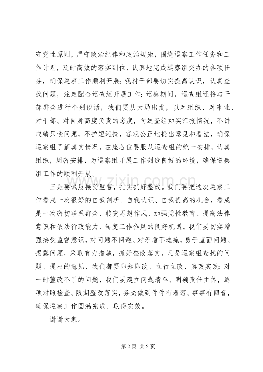 村被巡查党组织书记表态发言.docx_第2页