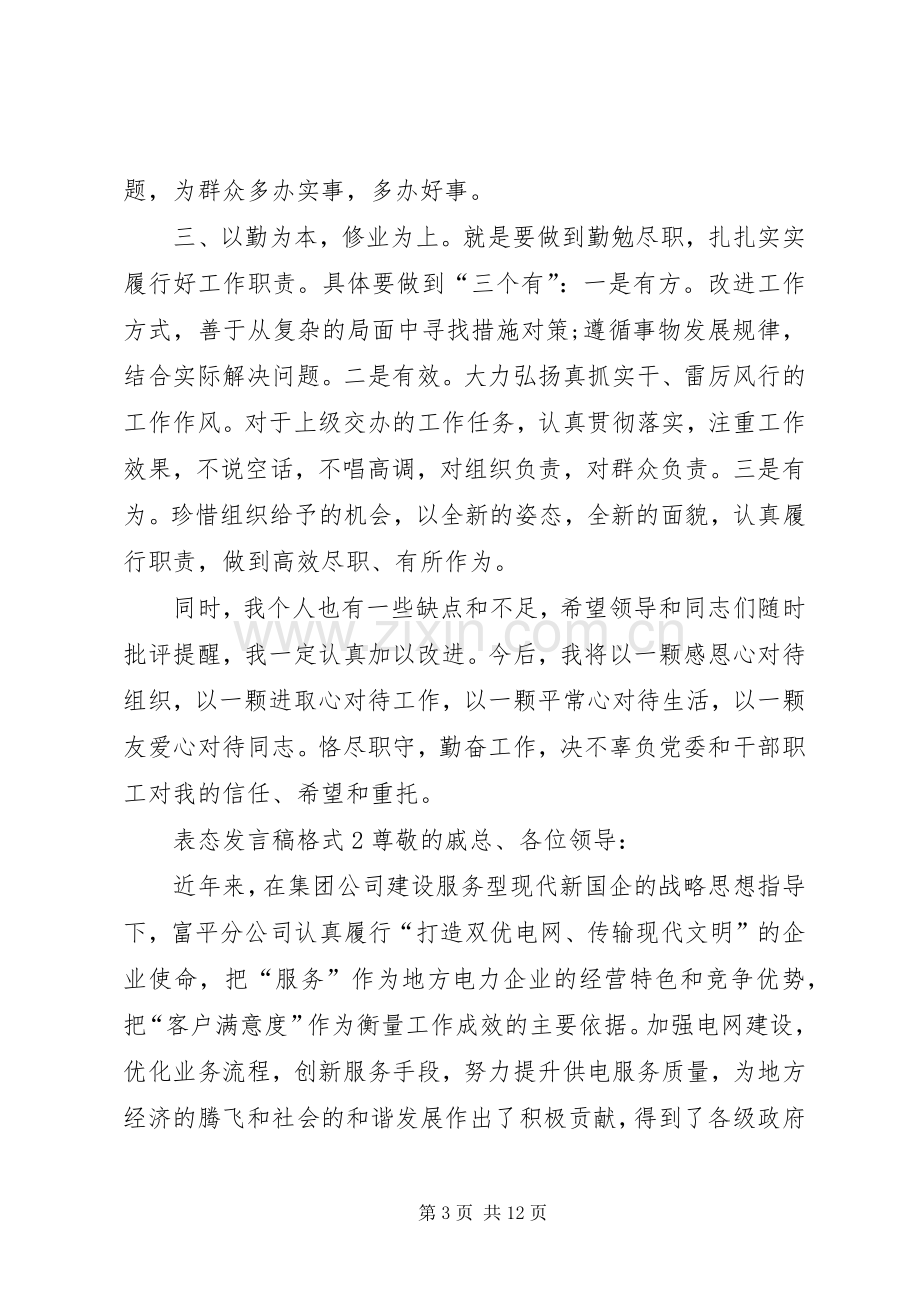 关于表态发言格式多篇.docx_第3页