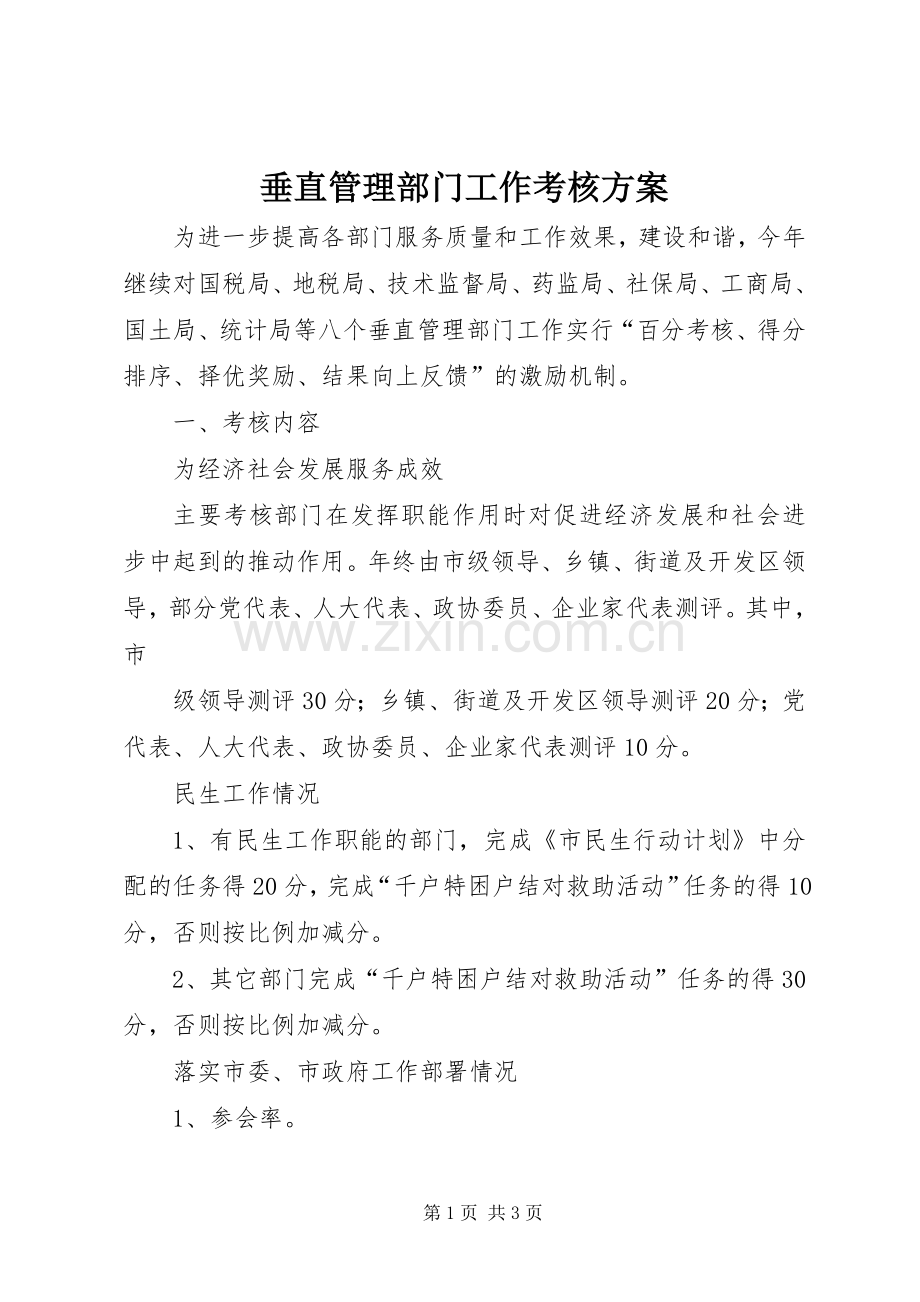 垂直管理部门工作考核实施方案.docx_第1页