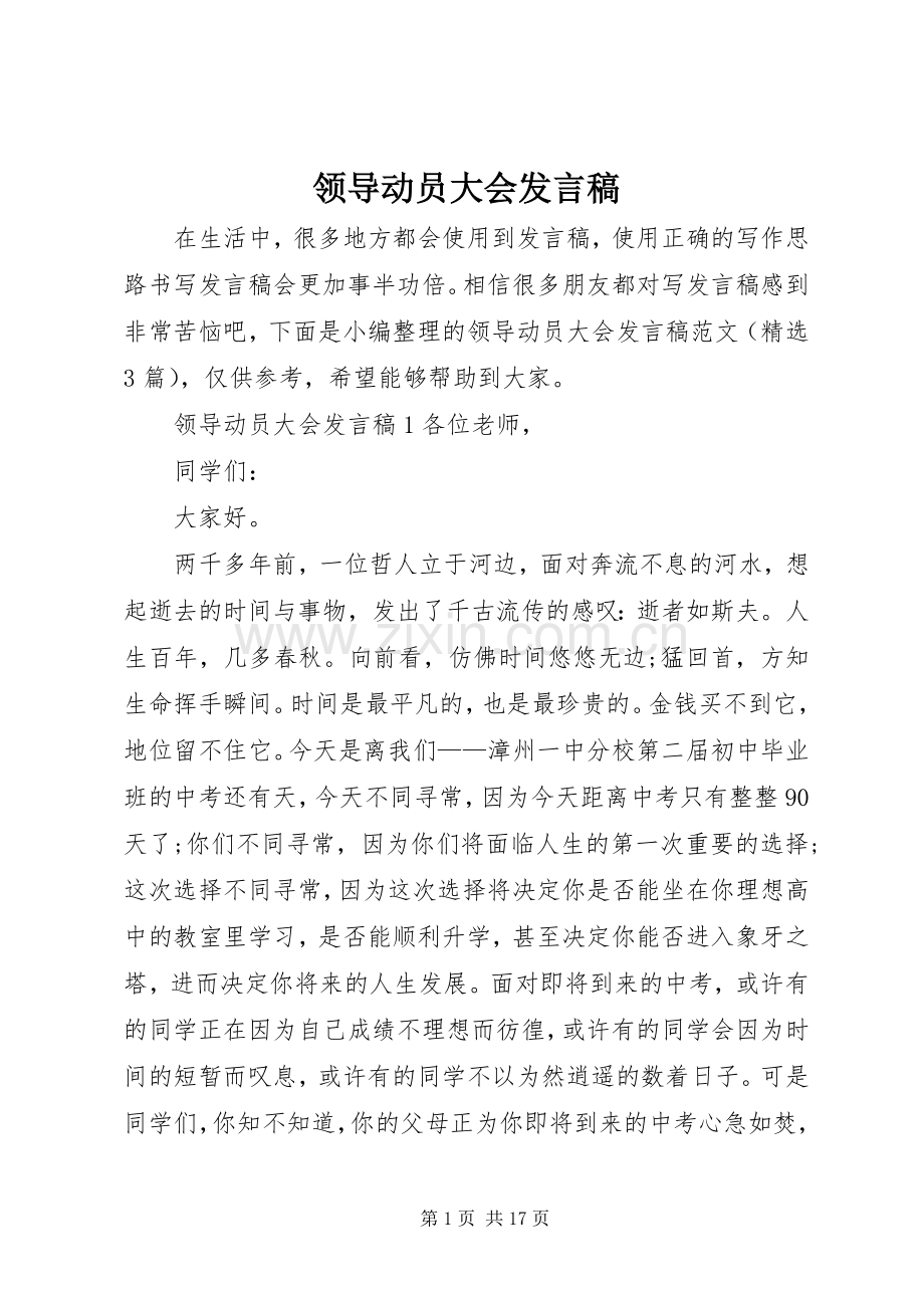 领导动员大会发言稿.docx_第1页