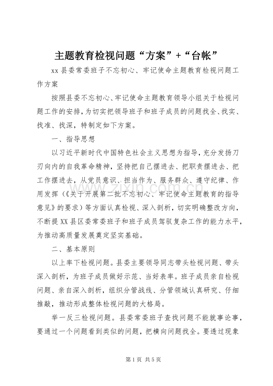 主题教育检视问题“实施方案”+“台帐”.docx_第1页