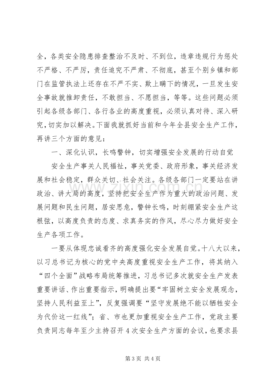 XX年全县安全生产工作会议暨县安委会第一次全体会议发言.docx_第3页