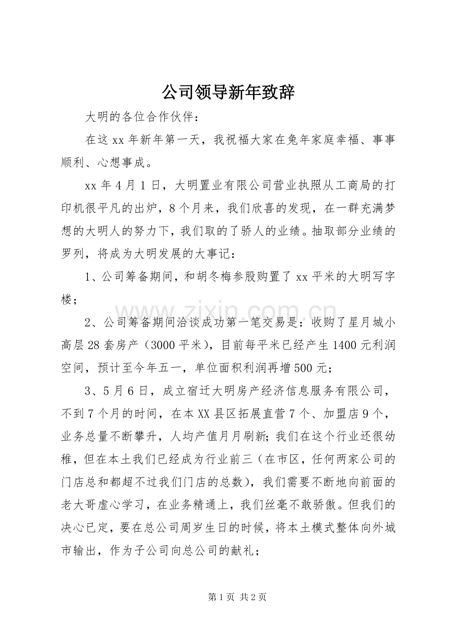 公司领导新年演讲致辞稿.docx_第1页