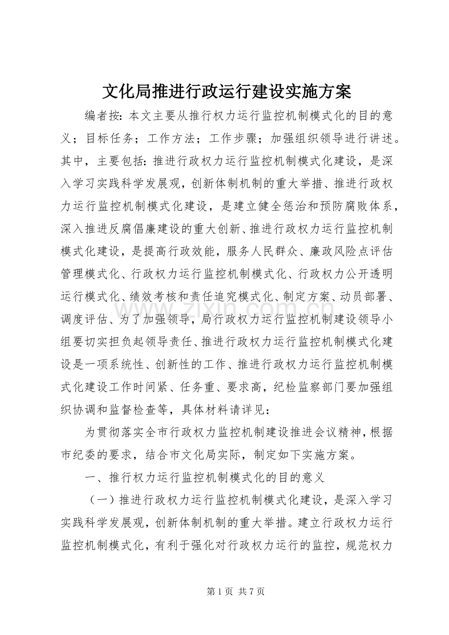 文化局推进行政运行建设方案.docx_第1页