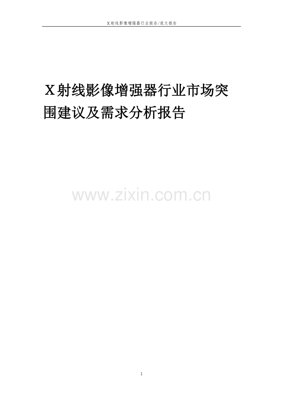 2023年X射线影像增强器行业市场突围建议及需求分析报告.doc_第1页