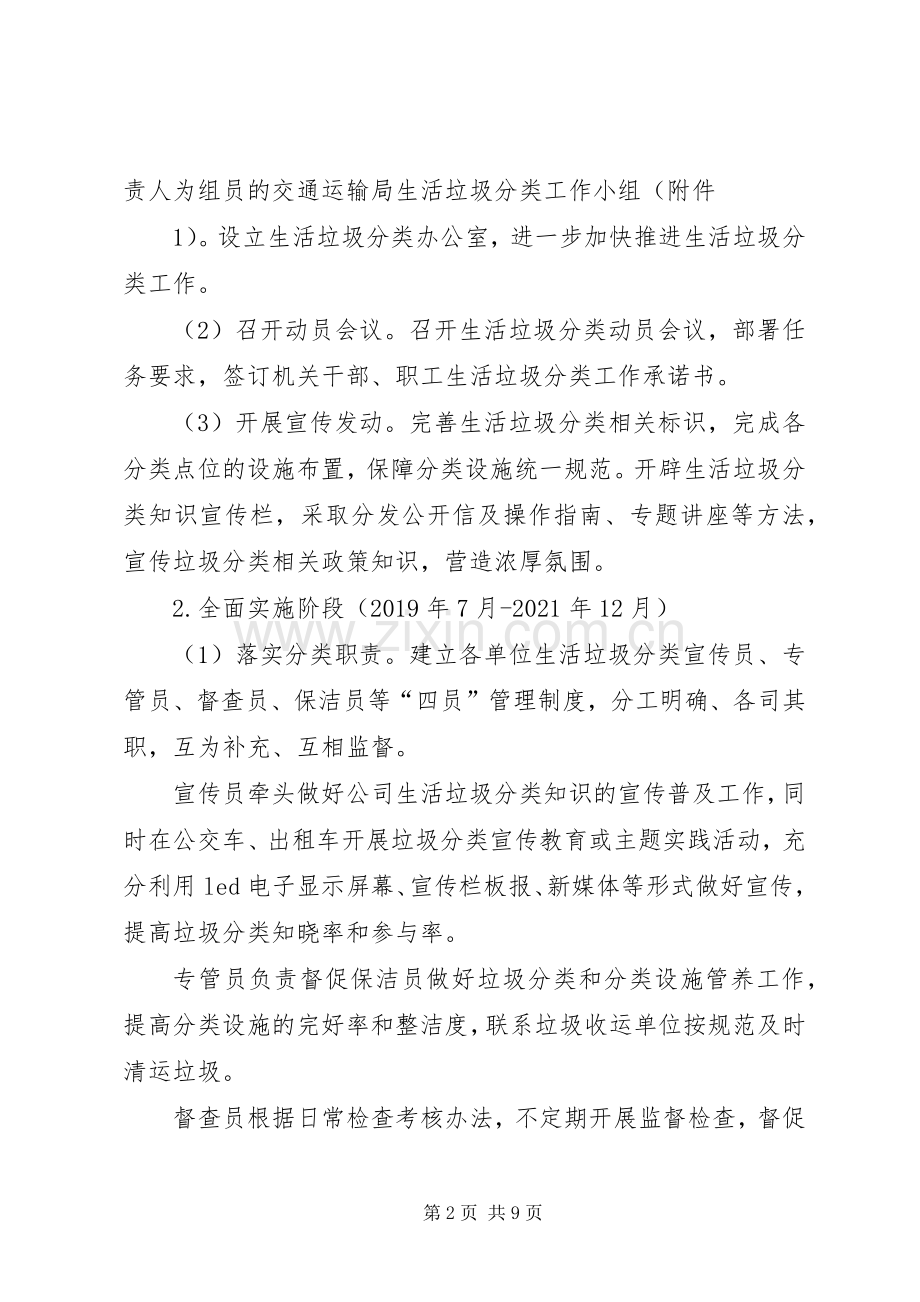 XX县交通运输局生活垃圾分类管理方案.docx_第2页