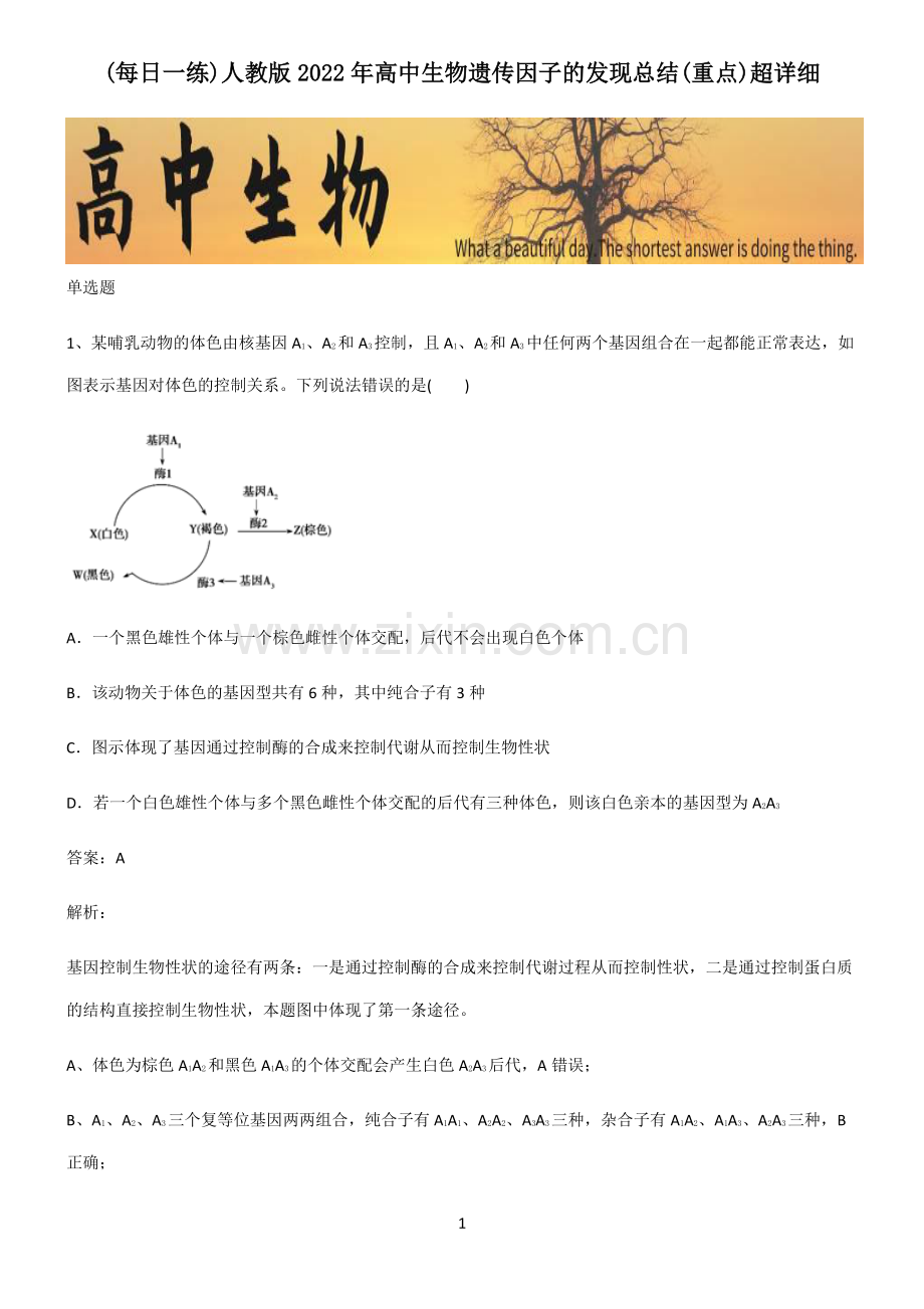 人教版2022年高中生物遗传因子的发现总结(重点).pdf_第1页