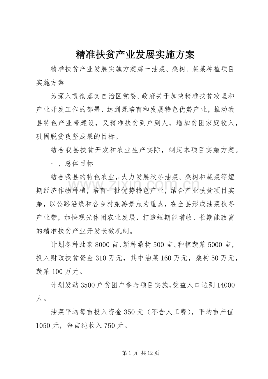 精准扶贫产业发展方案.docx_第1页