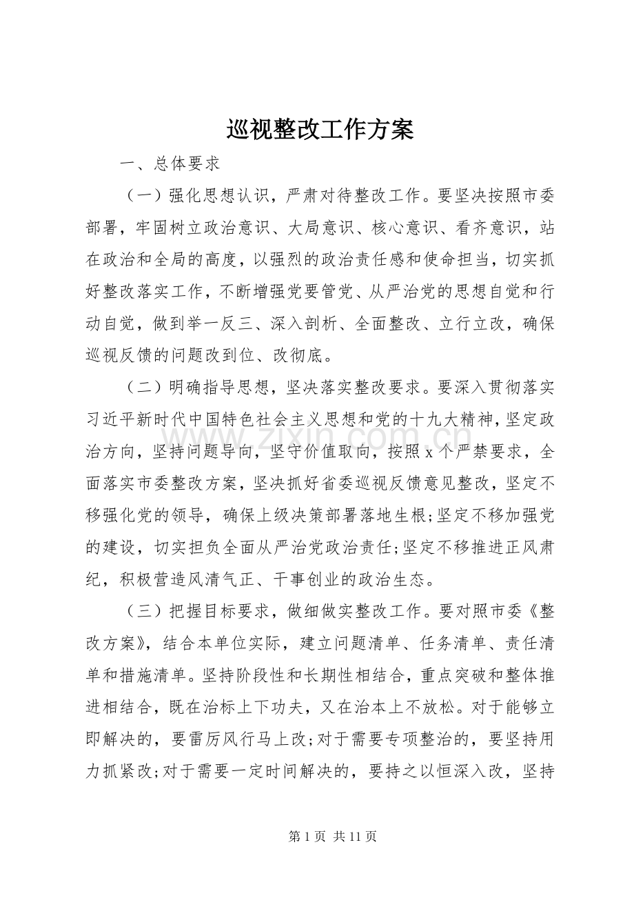 巡视整改工作实施方案.docx_第1页