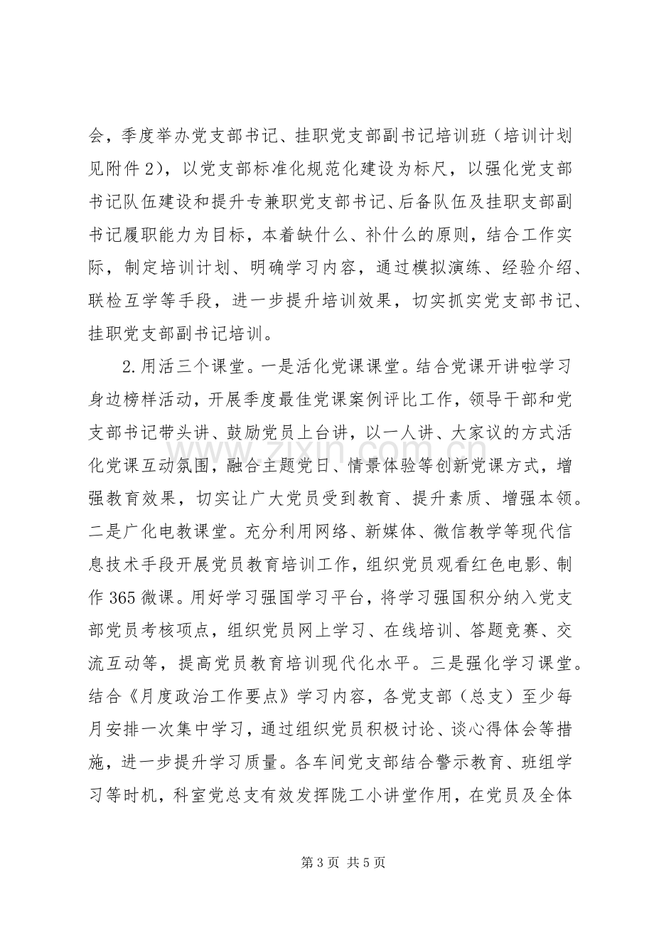 XX年度党支部书记、党员教育培训实施方案.docx_第3页