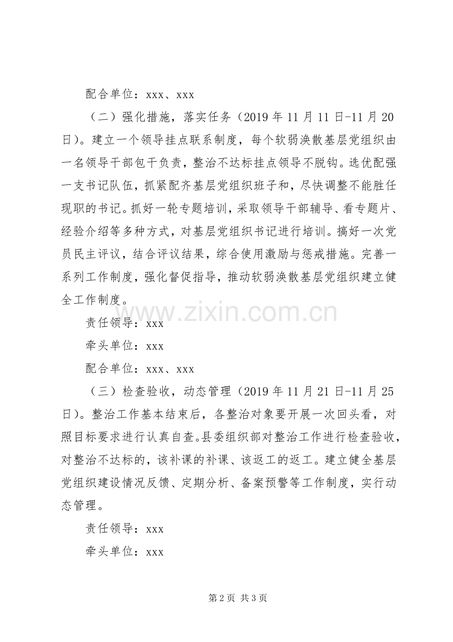 XX县委关于整治基层党组织软弱涣散问题的工作实施方案.docx_第2页